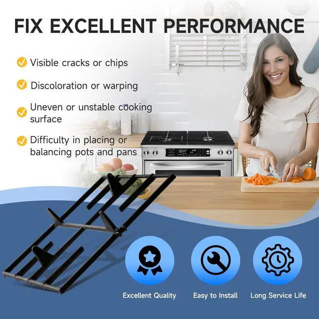 Alt view image 6 of 7 - 11" x 9" Range Surface Burner Grate WP9761557CB Compatible with KitchenAid | Grate Replacement KGSS907SSS01 KGRS807SBL00 KGRS807SBL01 KGSS907SSS03 KGSS907SSS02, Replaces 9761557CB 1201783 W10310902