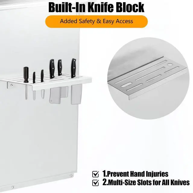 Alt view image 3 of 7 - 36"x30" Stainless Steel Range Backsplash for Stove Hood, Wall Mount Kitchen Panel with Shelf & Knife Rack, Commercial Grade, Pre-Drilled Holes for Easy Installation & Cleaning