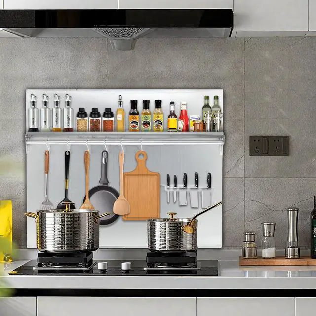 Alt view image 7 of 7 - 36"x30" Stainless Steel Range Backsplash for Stove Hood, Wall Mount Kitchen Panel with Shelf & Knife Rack, Commercial Grade, Pre-Drilled Holes for Easy Installation & Cleaning