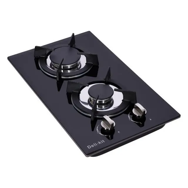 Alt view image 2 of 7 - 12 Inch Gas Cooktop Dual Fuel Sealed 2 Burners Tempered Glass Stovetop Drop-in Hob Black DK123-A01S