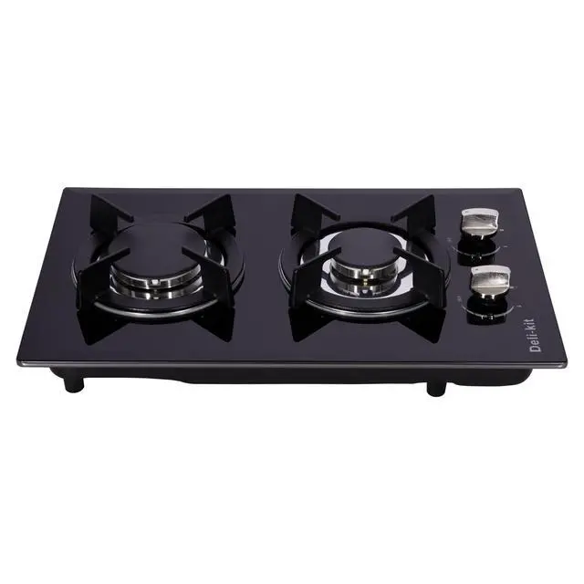 Alt view image 3 of 7 - 12 Inch Gas Cooktop Dual Fuel Sealed 2 Burners Tempered Glass Stovetop Drop-in Hob Black DK123-A01S
