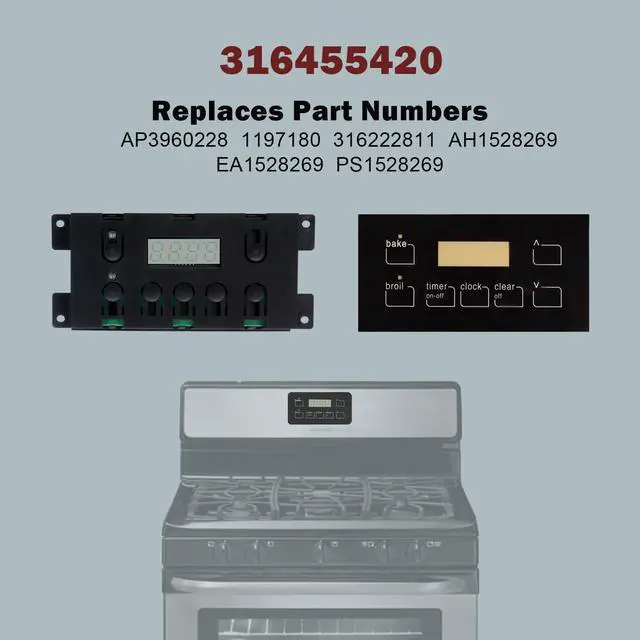 Alt view image 3 of 5 - 316455420 Oven Range Stove Clock Control Board 7 Button Control Board Clock Replacement(Include Overlay)