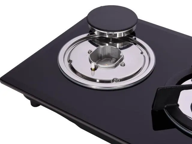 Alt view image 6 of 7 - 12 Inch Gas Cooktop Dual Fuel Sealed 2 Burners Tempered Glass Stovetop Drop-in Hob Black DK123-A01S