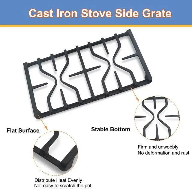 Alt view image 3 of 7 - Upgraded WB31X27151 Stove Grate Replacement for GE Stove Parts, 2 Pack | Cast Iron Side Burner Grate Surface Cooktop for General Electric Gas Range Parts, JGBS66REKSS, JGB700SEJ4SS, WB31X24736 Rack