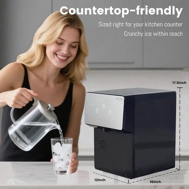 Alt view image 2 of 7 - Countertop Nugget Ice Maker with Chewable Soft Ice, 35lbs/24Hrs | High Capacity,Self-Cleaning&Automatic Dispensing,Quiet 45dB Operation for Home/Office/Bar (BPA-Free, LED Touch Panel)