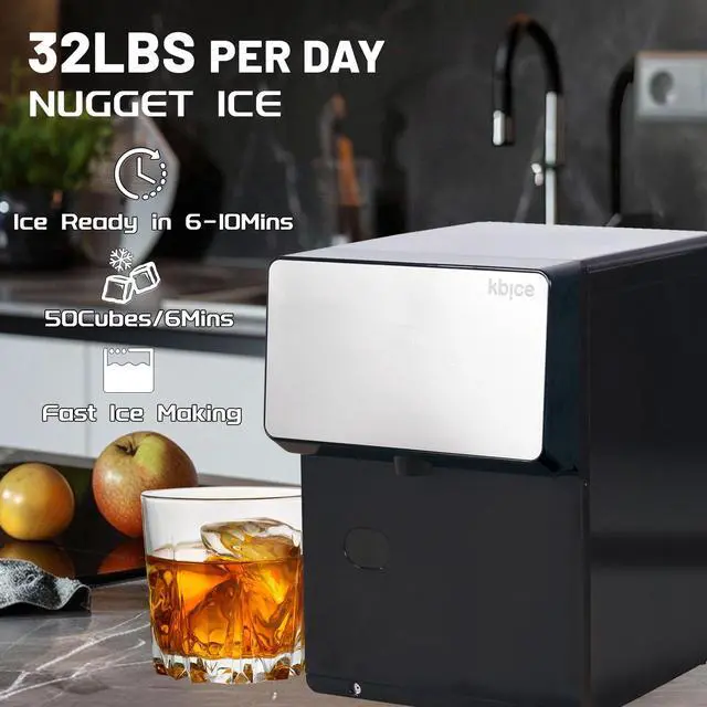 Alt view image 3 of 7 - Countertop Nugget Ice Maker with Chewable Soft Ice, 35lbs/24Hrs | High Capacity,Self-Cleaning&Automatic Dispensing,Quiet 45dB Operation for Home/Office/Bar (BPA-Free, LED Touch Panel)