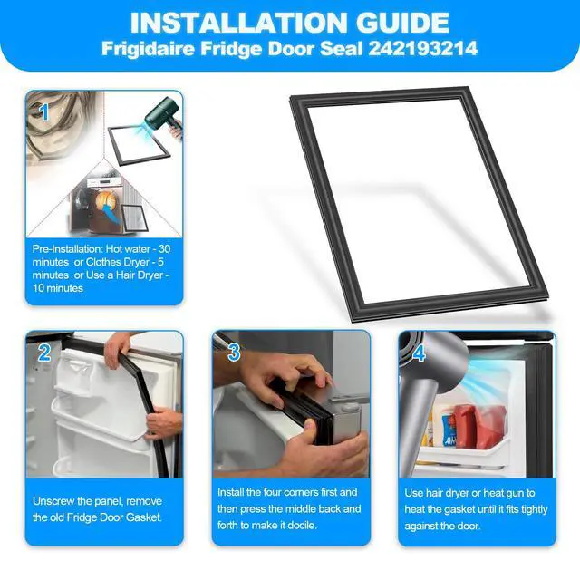 Alt view image 7 of 7 - Upgraded 242193214 Refrigerator Door Gasket Compatible with Frigidaire Kenmore Refrigerator Door Seal AP5688453 PS7784010 241872514 FFTR2021QS1 FRTD2021AW0 FFTR2021TB2 FFTR2021TS2 Fridge Door Gasket