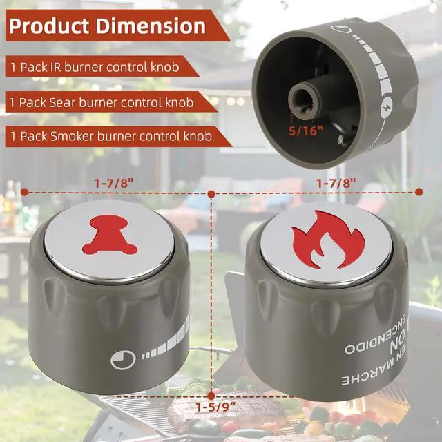 Alt view image 3 of 7 - 67692 Control Knob Kit for Weber Summit 660/670 Gas Grills Knob | 9 Pack Weber Grill Knobs Replacement with 6 Main Burner Lighted Control Knobs,1 IR Knob,1 Smoke & 1 Grill Burner Control Knob