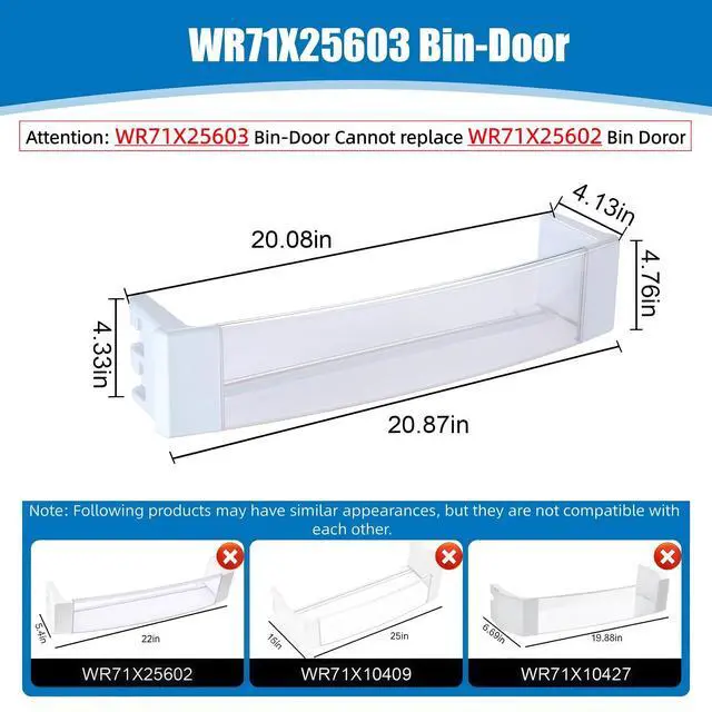 Alt view image 2 of 7 - WR71X25603 Bin-Door Compatible with General Electric Monogram. WR71X25603 Refrigerator Door Bin Replace AP5986500 WR71X10428 4362260 PS11726970 945735 AH651975 EA651975 PS658