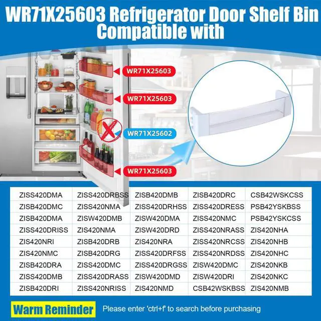 Alt view image 5 of 7 - WR71X25603 Bin-Door Compatible with General Electric Monogram. WR71X25603 Refrigerator Door Bin Replace AP5986500 WR71X10428 4362260 PS11726970 945735 AH651975 EA651975 PS658