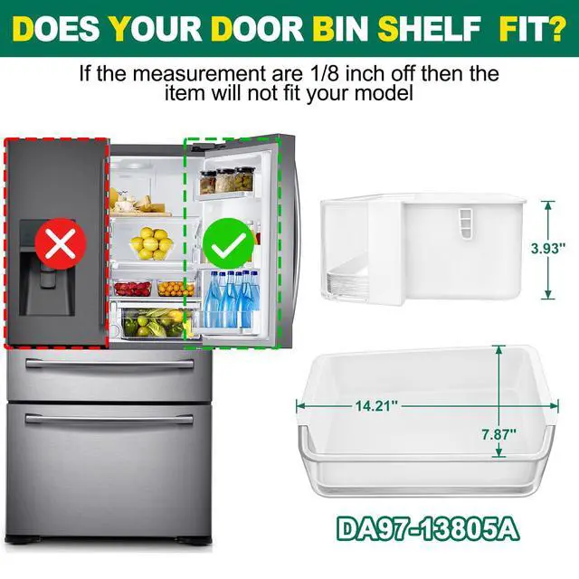 Alt view image 2 of 7 - Upgraded DA97-13805A Refrigerator Door Bin Shelf Replacement, Compatible with Samsung Refrigerator Right Door Shelf Parts RF28HMEDBSR RF24FSEDBSR RF28HMEDBBC AP5798292 PS8762447 Right Door Bin Shelves