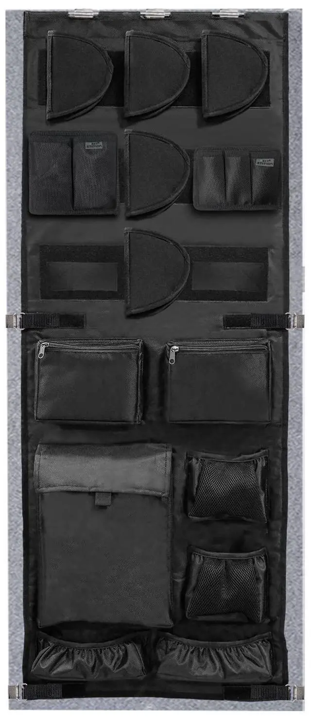 Main image of Gun Safe Door Organizer,Gun Safe Door Panel Organizer with Removable Pistol Holders Mag Pouch,Adjustable Width Fit Panel 18.5 to 23 inches,Gun Safes Accessories Storage(18W*46.5H inch)