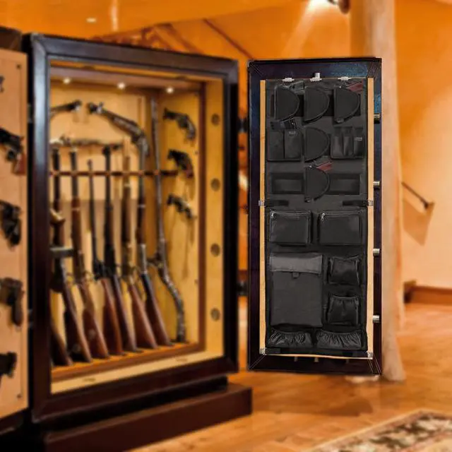 Alt view image 6 of 7 - Gun Safe Door Organizer,Gun Safe Door Panel Organizer with Removable Pistol Holders Mag Pouch,Adjustable Width Fit Panel 18.5 to 23 inches,Gun Safes Accessories Storage(18W*46.5H inch)