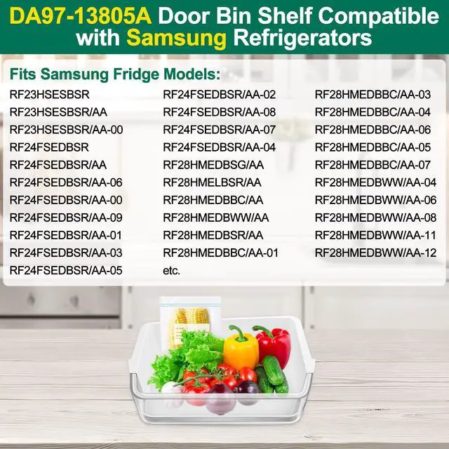 Alt view image 4 of 7 - Upgraded DA97-13805A Refrigerator Door Bin Shelf Replacement, Compatible with Samsung Refrigerator Right Door Shelf Parts RF28HMEDBSR RF24FSEDBSR RF28HMEDBBC AP5798292 PS8762447 Right Door Bin Shelves