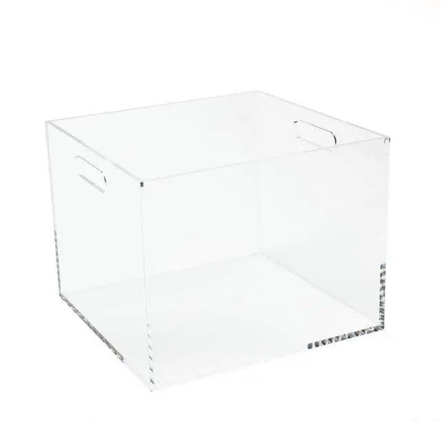 Main image of Acrylic Hanging File Box Organizer, Letter Size, Clear | Files letter-size folders in clear acrylic style. Doubles as chic storage for the home office, bathroom or pantry