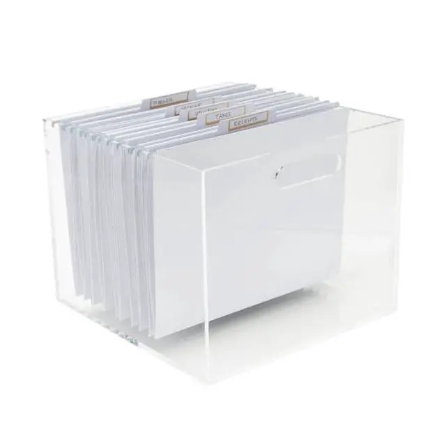 Alt view image 2 of 7 - Acrylic Hanging File Box Organizer, Letter Size, Clear | Files letter-size folders in clear acrylic style. Doubles as chic storage for the home office, bathroom or pantry