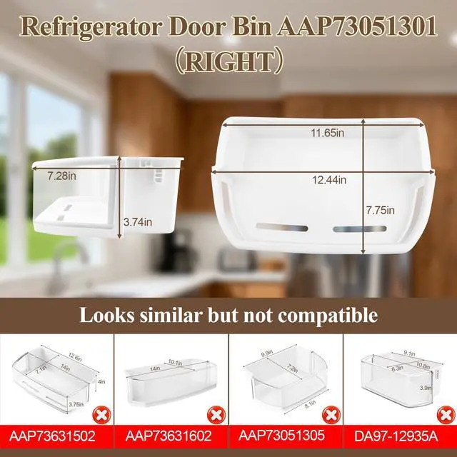Alt view image 3 of 6 - Upgraded AAP73051302, AAP73051301 Door Bin (Right) Compatible with LFX25978SW Door Shelf, LFX25978ST/00 Right Door Bin, LFX25978SB Door Shelf, Kenmore 79551012010, etc, Replacement AAP73051303