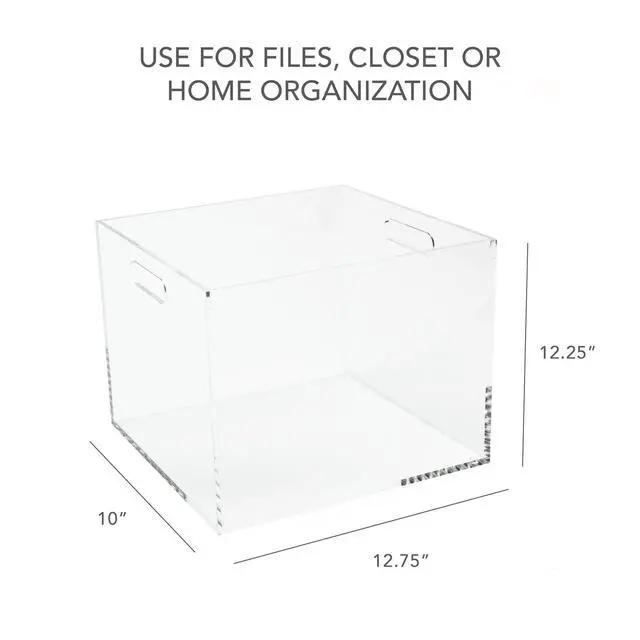 Alt view image 7 of 7 - Acrylic Hanging File Box Organizer, Letter Size, Clear | Files letter-size folders in clear acrylic style. Doubles as chic storage for the home office, bathroom or pantry