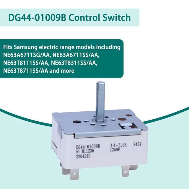 Alt view image 2 of 6 - DG44-01009B Infinite Switch for Samsung 6" Electric Range Stove Cooktop | Replacement single-loop burner control rotary switch, Replaces: NL811236
