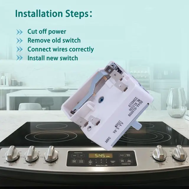Alt view image 6 of 6 - DG44-01009B Infinite Switch for Samsung 6" Electric Range Stove Cooktop | Replacement single-loop burner control rotary switch, Replaces: NL811236