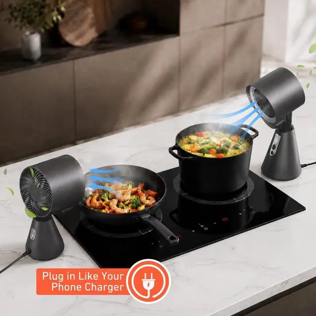 Alt view image 2 of 7 - Portable Range Hood, Countertop Kitchen Exhaust Fan with 3-Speed Suction, Adjustable 7cm Height & 45°Angle, BLDC Low Noise Portable Fume Extractor with LED Light,for Apartment RV Indoor BBQ Hot Pot