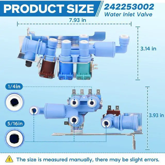 Alt view image 2 of 7 - Upgraded 242253002 242102201 Refrigerator Water Inlet Valve Replacement Fit for Frigidaire, Electrolux, Kenmore Refrigerator Parts, Replace 2689640, AP5669874, PS7321353, EAP7321353