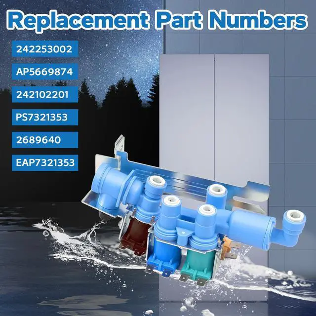 Alt view image 6 of 7 - Upgraded 242253002 242102201 Refrigerator Water Inlet Valve Replacement Fit for Frigidaire, Electrolux, Kenmore Refrigerator Parts, Replace 2689640, AP5669874, PS7321353, EAP7321353