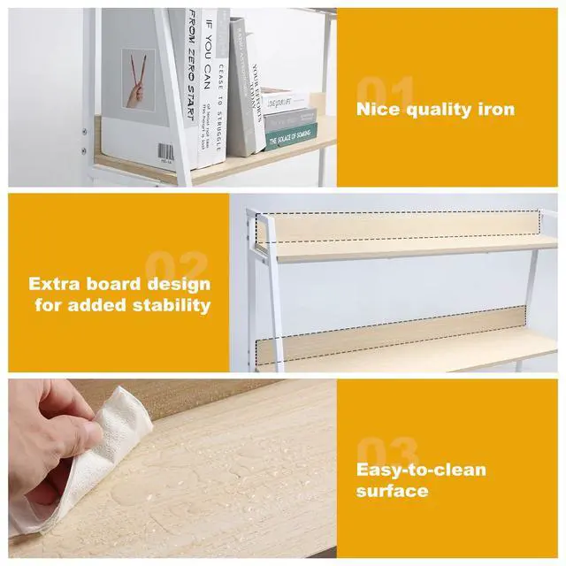 Alt view image 5 of 7 - 2-Tier Desktop Bookshelf & Hutch, Fits Over Large Monitors, Desk Organizer with Metal Frame, Vertical Storage for Small Desks, Home Office, Dorm, Makeup Vanity