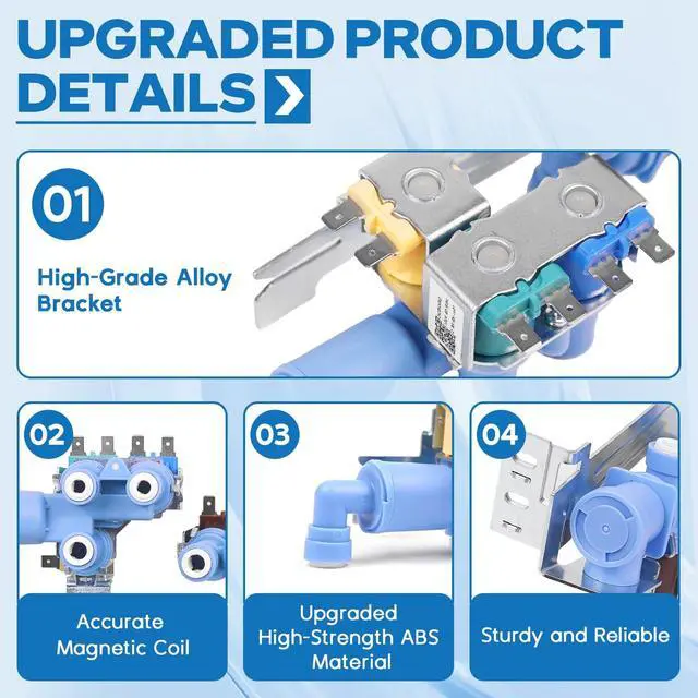 Alt view image 7 of 7 - Upgraded 242253002 242102201 Refrigerator Water Inlet Valve Replacement Fit for Frigidaire, Electrolux, Kenmore Refrigerator Parts, Replace 2689640, AP5669874, PS7321353, EAP7321353