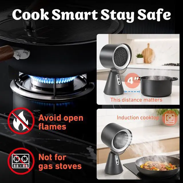 Alt view image 4 of 7 - Portable Range Hood, Countertop Kitchen Exhaust Fan with 3-Speed Suction, Adjustable 7cm Height & 45°Angle, BLDC Low Noise Portable Fume Extractor with LED Light,for Apartment RV Indoor BBQ Hot Pot