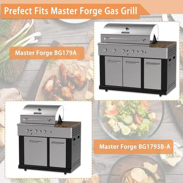 Alt view image 3 of 7 - SBGA79A Burner for Master Forge BG1793B-A BG179A BG1793B-A BG179A | Cast Iron Grill Burner Tube Replacement, 4 Pack Grill Burner, 16 5/8" x 3"