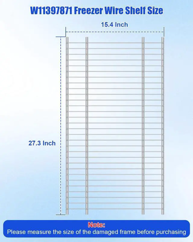 Alt view image 6 of 6 - W11397871 Freezer Wire Shelf Fit for Whirlpool Upper Freezer WZF34X20DW00 WZF34X20DW01 WZF34X20DW02 WZF34X20DW04 WZF34X20DW05 WZF34X20DW06, Replace W10581580 4931269 AP6973485 PS12731205 EAP12731205