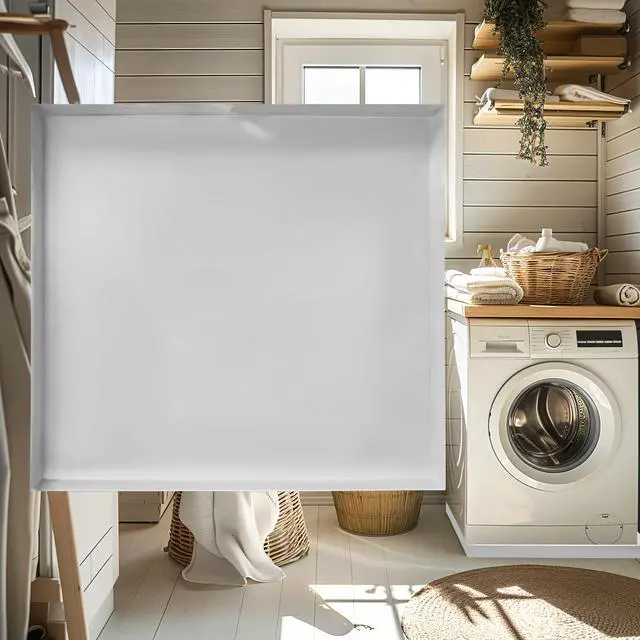 Alt view image 5 of 6 - Heavy Duty Washing Machine Drain Pan 19 Guage Thick Stainless Steel 32X30X2-1/2in, Including 1" Drain Fittings (Matte White)