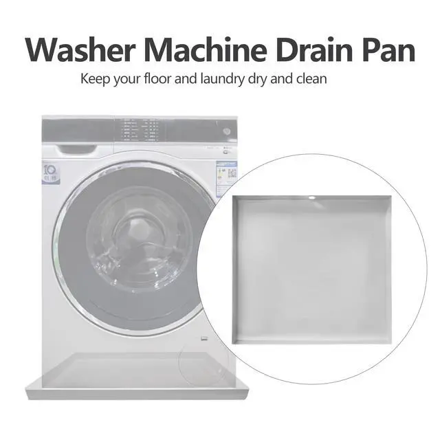 Alt view image 2 of 6 - Heavy Duty Washing Machine Drain Pan 19 Guage Thick Stainless Steel 32X30X2-1/2in, Including 1" Drain Fittings (Matte White)