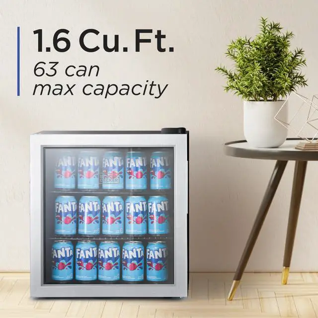 Alt view image 2 of 7 - 1.7 Cu. Ft. Beverage Cooler, BDB16HS | Beverage Fridge with Double Pane Glass Door, Drink Fridge with 63-Can Capacity for Home Bar, Home Office and More