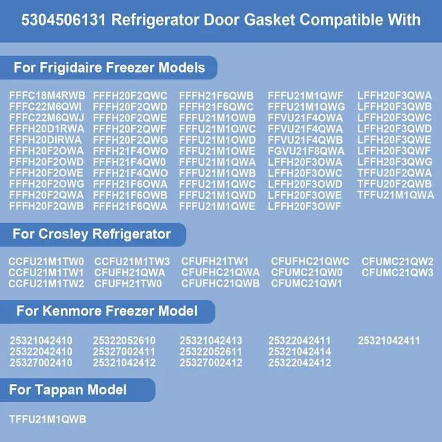 Alt view image 2 of 6 - 5304506131 Freezer Door Gasket Compatible with Frigidaire Kenmore Crosley Refrigerator, Replacement 216522378 5304505531 4452758 AP6031565 PS11766436 EAP11766436 Freezer Door Seal