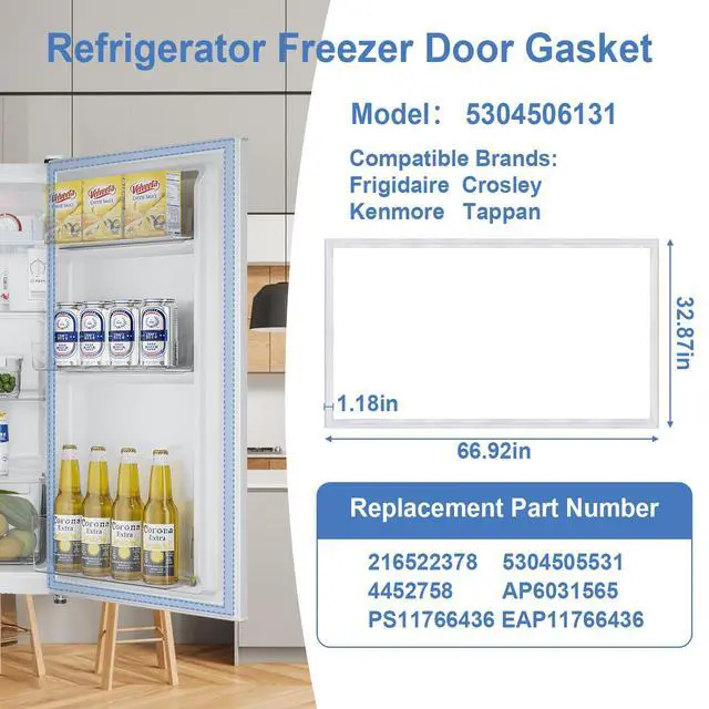 Alt view image 4 of 6 - 5304506131 Freezer Door Gasket Compatible with Frigidaire Kenmore Crosley Refrigerator, Replacement 216522378 5304505531 4452758 AP6031565 PS11766436 EAP11766436 Freezer Door Seal