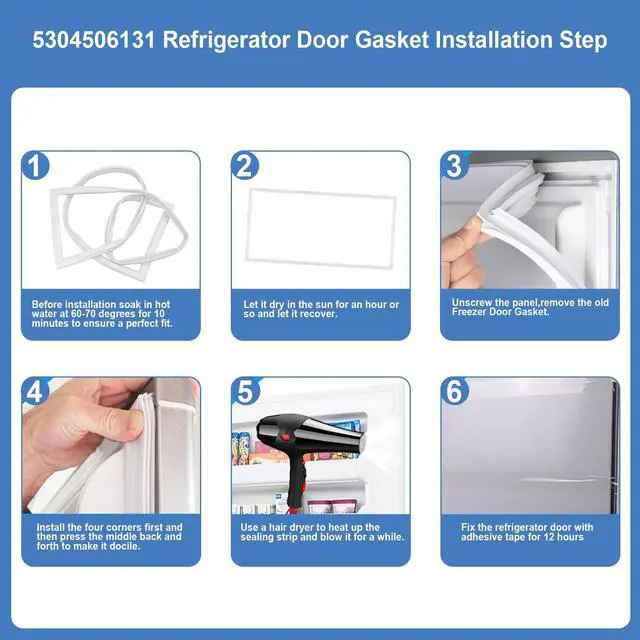 Alt view image 5 of 6 - 5304506131 Freezer Door Gasket Compatible with Frigidaire Kenmore Crosley Refrigerator, Replacement 216522378 5304505531 4452758 AP6031565 PS11766436 EAP11766436 Freezer Door Seal