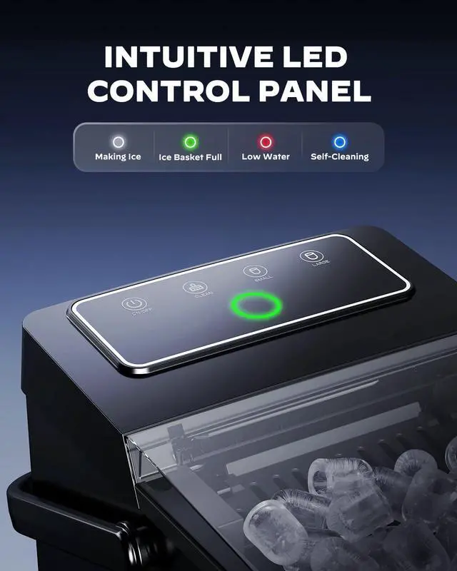Alt view image 3 of 7 - Boost Ice Maker with 2.5L Expanding Ice Basket & 1.8L Water Tank, 9 Bullet Ice Cubes in 6 Mins, Ice Maker Countertop with LED Touch Control Self-Cleaning, Ice Machine 2 Ice Sizes