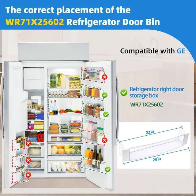 Alt view image 5 of 7 - WR71X25602 Refrigerator Door Shelf Bin Compatible With GE Refrigerator Parts Shelf, WR71X25602 Door Bin Replace Parts WR71X10410 PS11721935 AP5985814 Fridge Left Door Bin