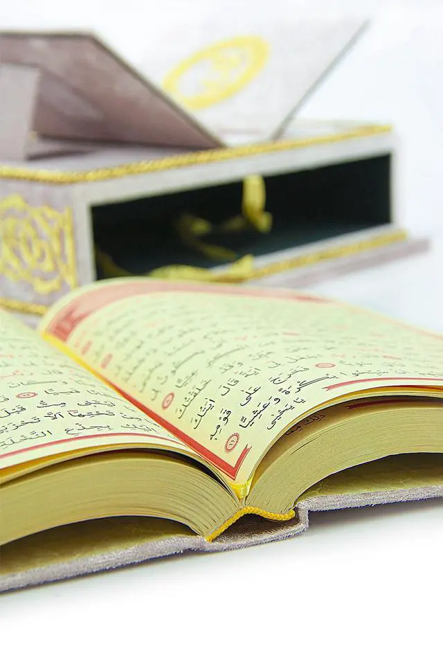 Alt view image 7 of 7 - The Holy Arabic Quran Gift Set, Book Stand Holder, Desktop Quran Holder, Rehal, Velvet Covered Chest Rihal, Decorative Islamic Gifts for Muslims, Pink
