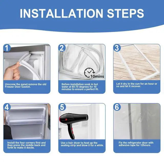 Alt view image 6 of 7 - 241872513 Refrigerator Door Gasket Compatible with Frigidaire Kenmore Gibson Freezer Door Gasket Seal Replace 240370906 240390701 240514606 240514608 240542106 240542118