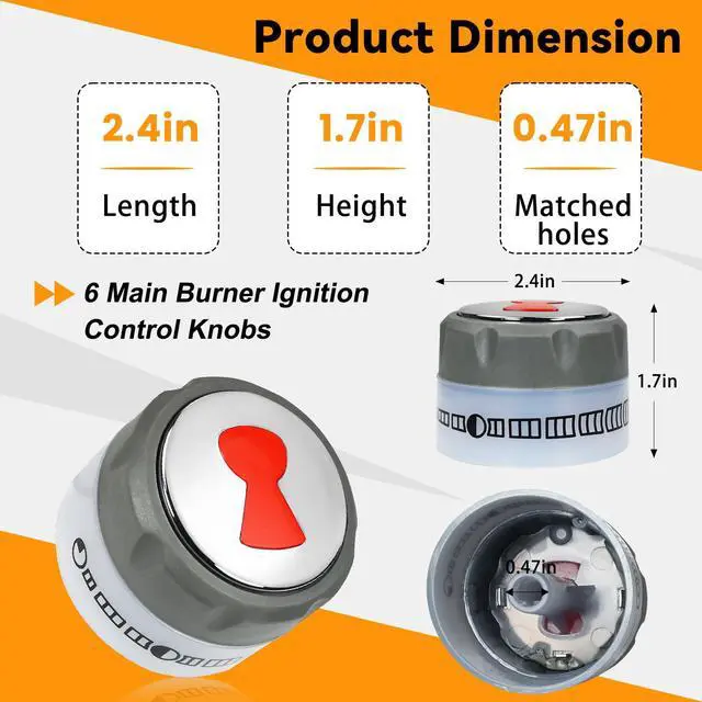 Alt view image 2 of 7 - 67692 Control Knob Kit 9 Pack, Compatible with Weber Summit 660/670 Knobs | Includes 6 Main Burner Ignition Control Knobs, 1 IR Knob, 1 Smoke and 1 Grill Burner Control Knob