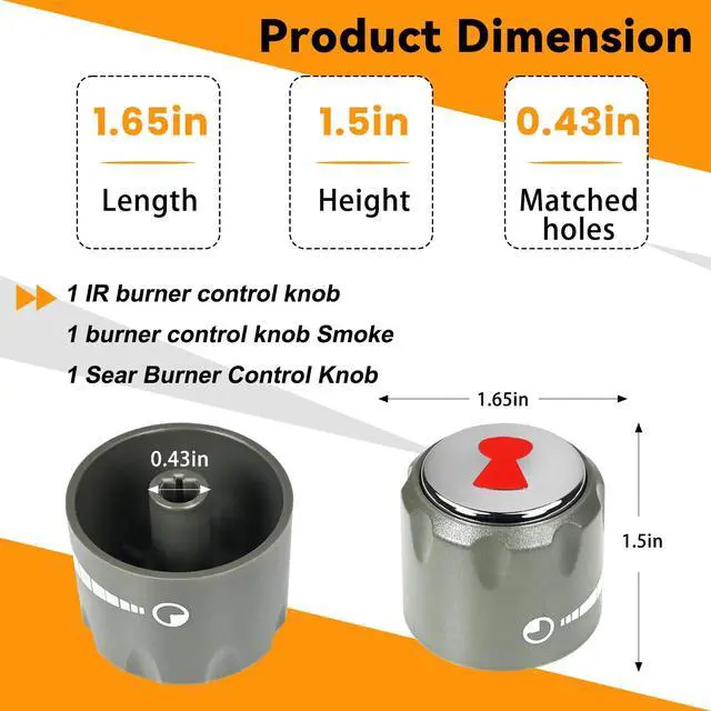 Alt view image 3 of 7 - 67692 Control Knob Kit 9 Pack, Compatible with Weber Summit 660/670 Knobs | Includes 6 Main Burner Ignition Control Knobs, 1 IR Knob, 1 Smoke and 1 Grill Burner Control Knob