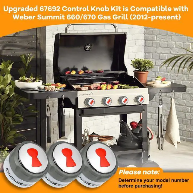 Alt view image 4 of 7 - 67692 Control Knob Kit 9 Pack, Compatible with Weber Summit 660/670 Knobs | Includes 6 Main Burner Ignition Control Knobs, 1 IR Knob, 1 Smoke and 1 Grill Burner Control Knob