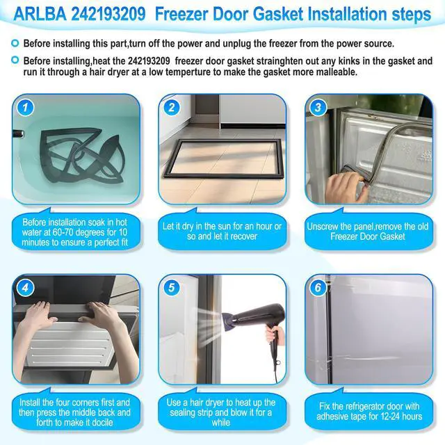 Alt view image 6 of 7 - Upgraded 28.66"x18.11" 242193209 Refrigerator Freezer Door Gasket Replacement Part Compatible with Frigidaire,Crosley and Kenmore Freezer Door Seal Replaces 3513465 AP5807083 PS9493821 EAP9493821