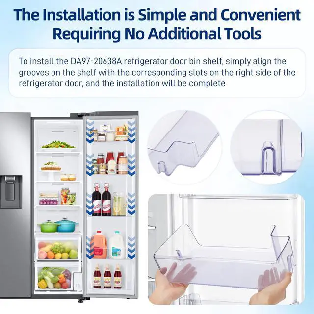 Alt view image 6 of 7 - DA97-20638A Refrigerator Door Shelf Compatible with Samsung Refrigerator Right Door Shelf, Refrigerator Door Shelf Replacement Models RS22T5201SR, RS27T5200SR, RS27T5561SR, and More (1Pack)