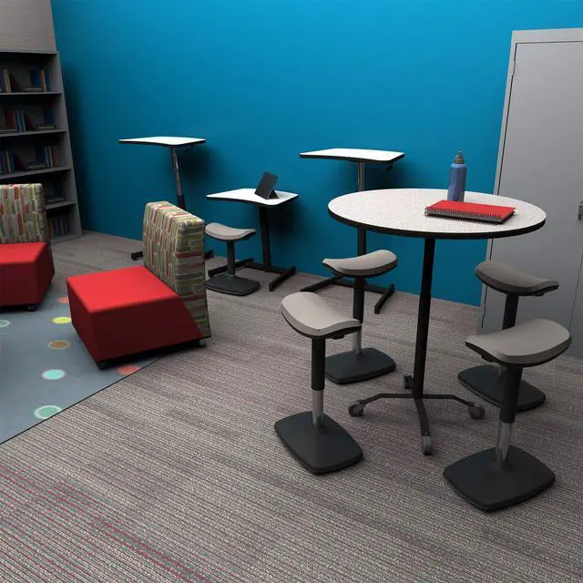 Alt view image 2 of 7 - Adjustable-Height Active Motion Stool w/Saddle Seat - Flexible Seating for School Classroom, Office or Home - Gray (LNT-NUS500-GR-SO)