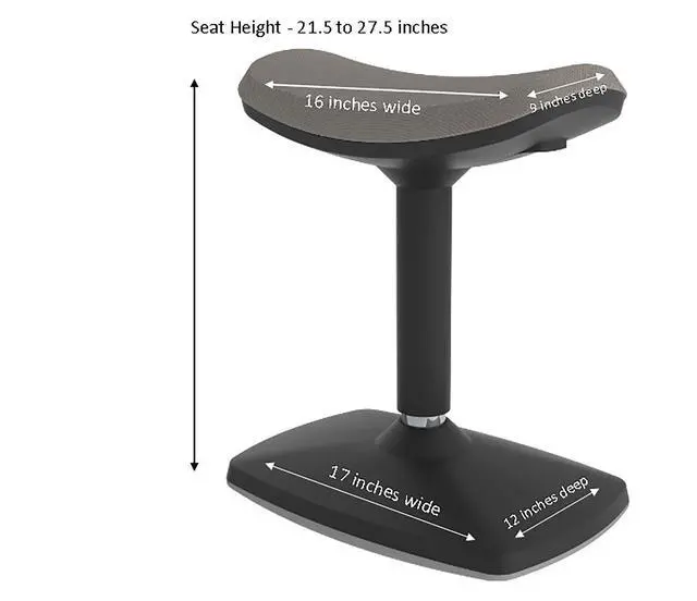 Alt view image 3 of 7 - Adjustable-Height Active Motion Stool w/Saddle Seat - Flexible Seating for School Classroom, Office or Home - Gray (LNT-NUS500-GR-SO)