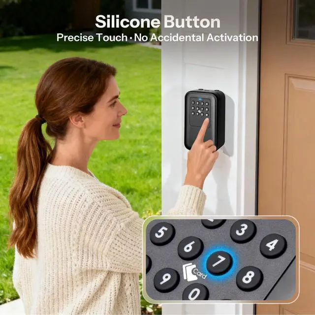 Alt view image 2 of 7 - Smart Bluetooth Key Lock Box TTLock App Control, Silicone Button IP65 Waterproof, Extra Large Safe Storage Wall Mount & Shackle for Airbnb Realtor House Office